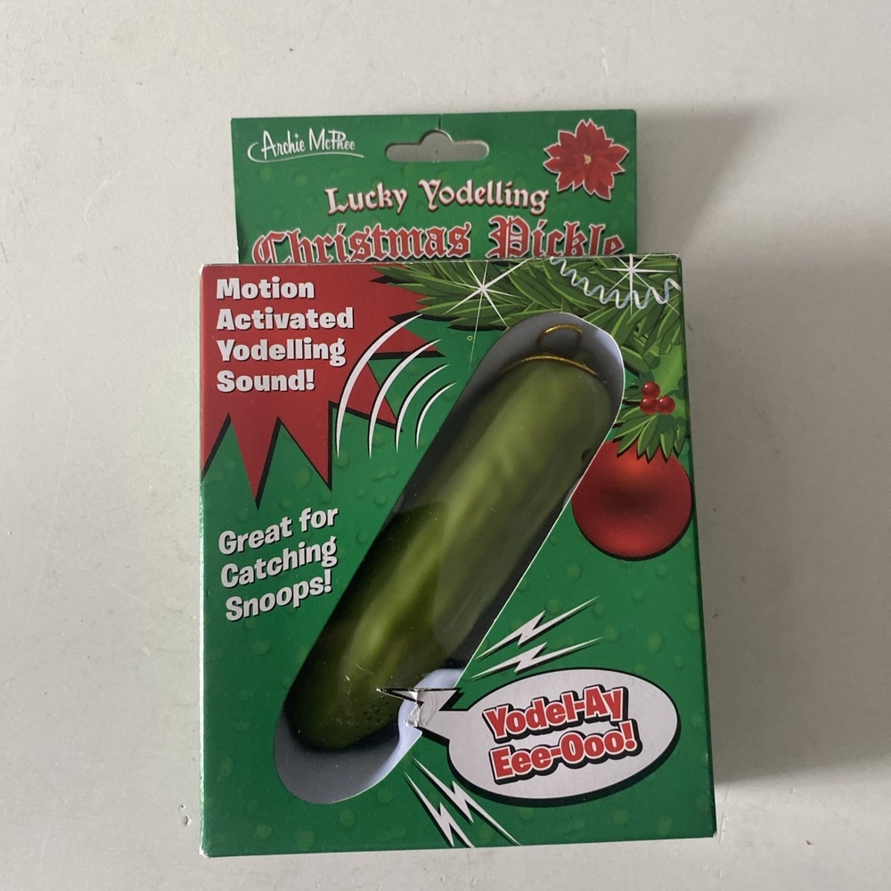 Archie McPhee Lucky Yodelling Christmas Pickle Ornament New
